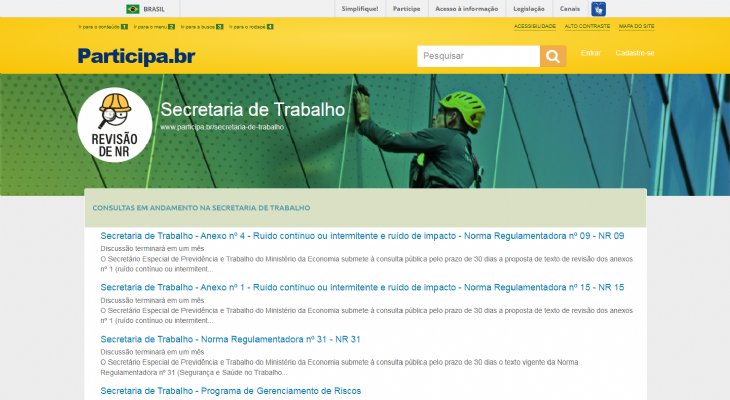 Continua aberta a Consulta Pública nº 9/2019 - Segurança e saúde